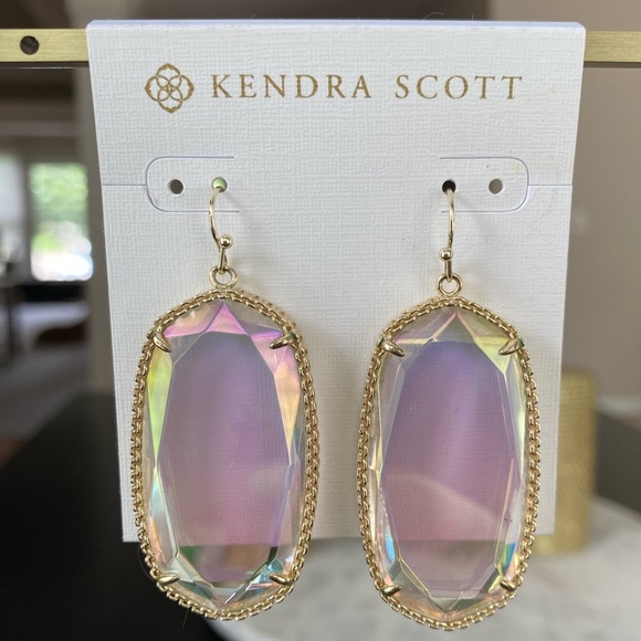 Kendra Scott clear iridescent Deily earrings. Amazing condition - Picture 3 of 6